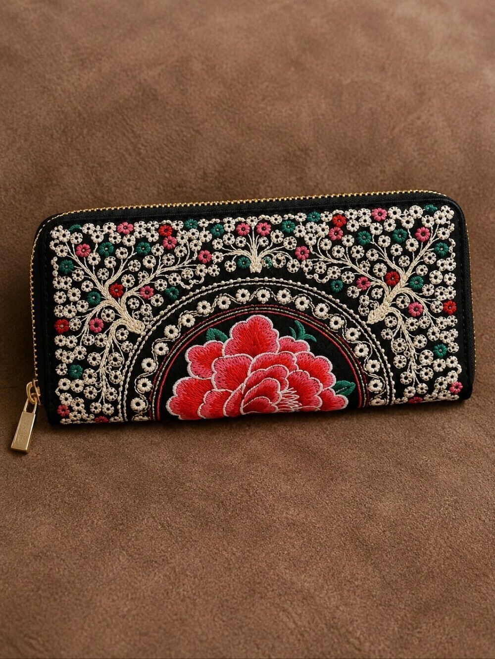 3/$30 Mexican Floral Embroidered Zipper Wallet